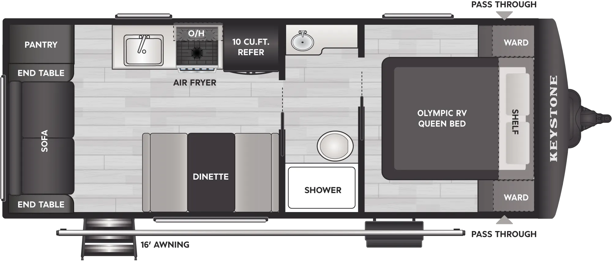 Floorplan of RV model 210RL
