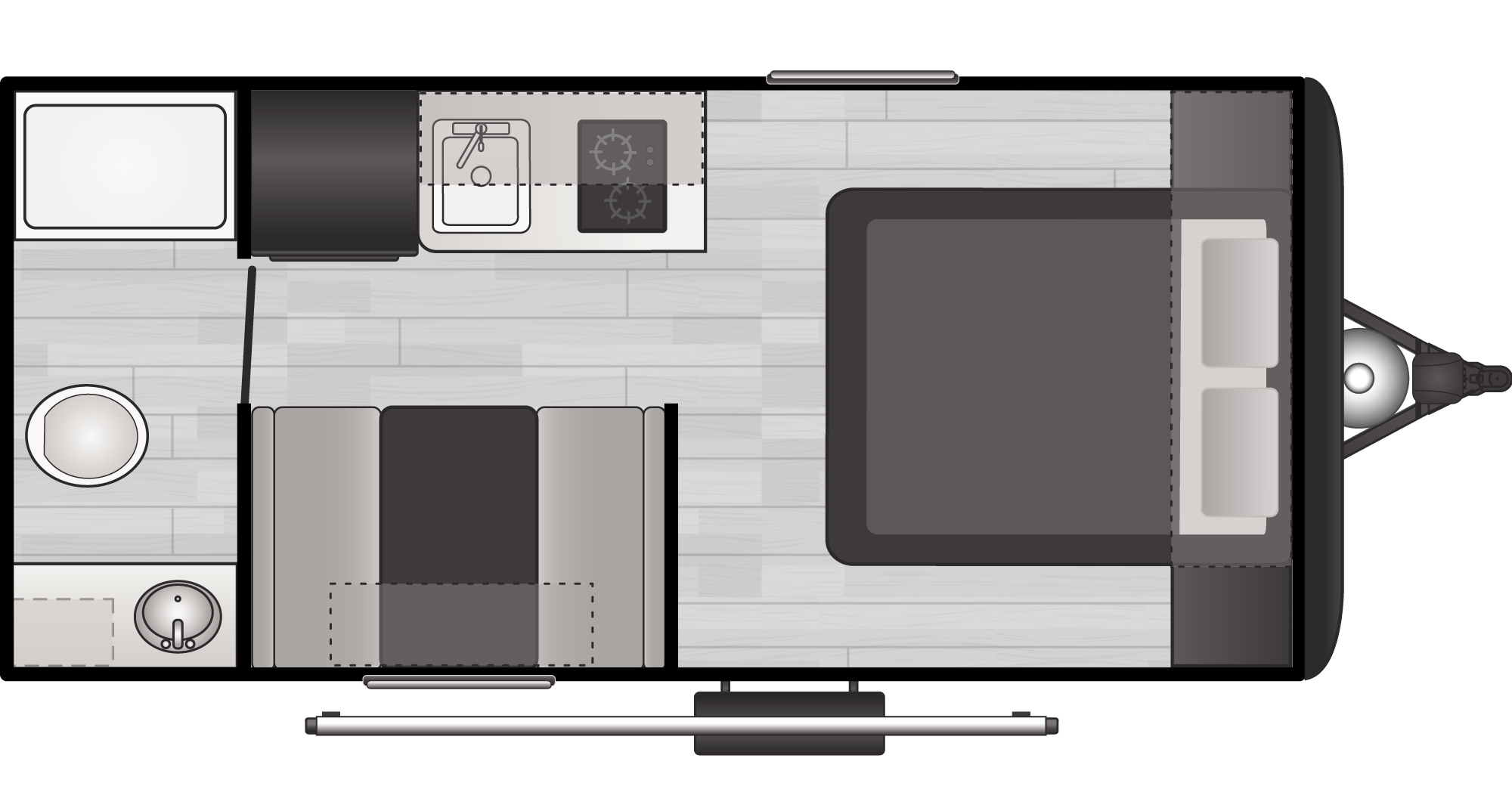 Floorplan of RV model 166RB