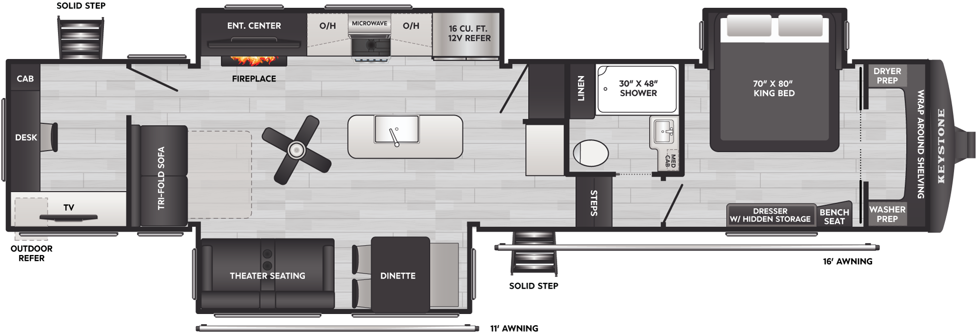 Floorplan of RV model 3790RO