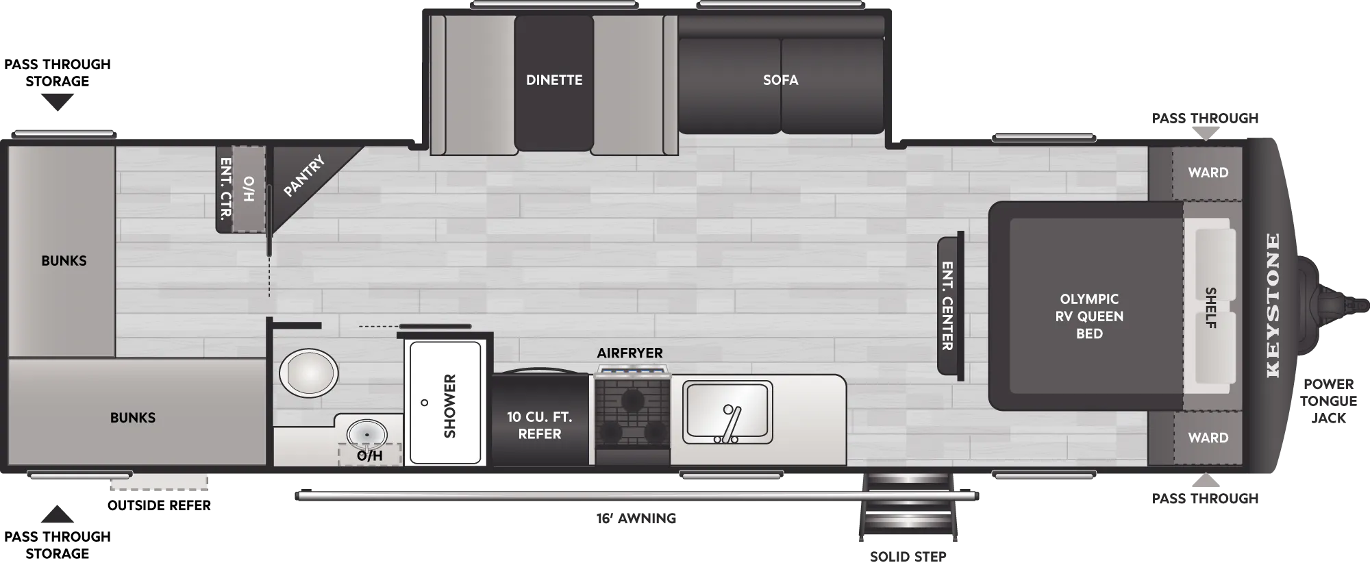 Floorplan of RV model 288BRS