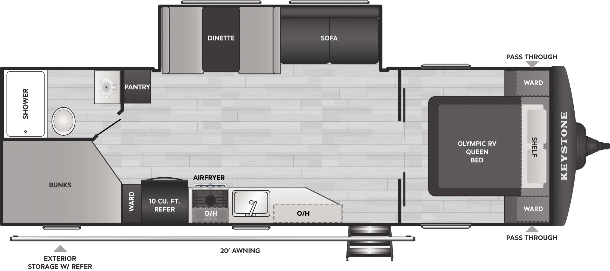 Floorplan of RV model 262BHS