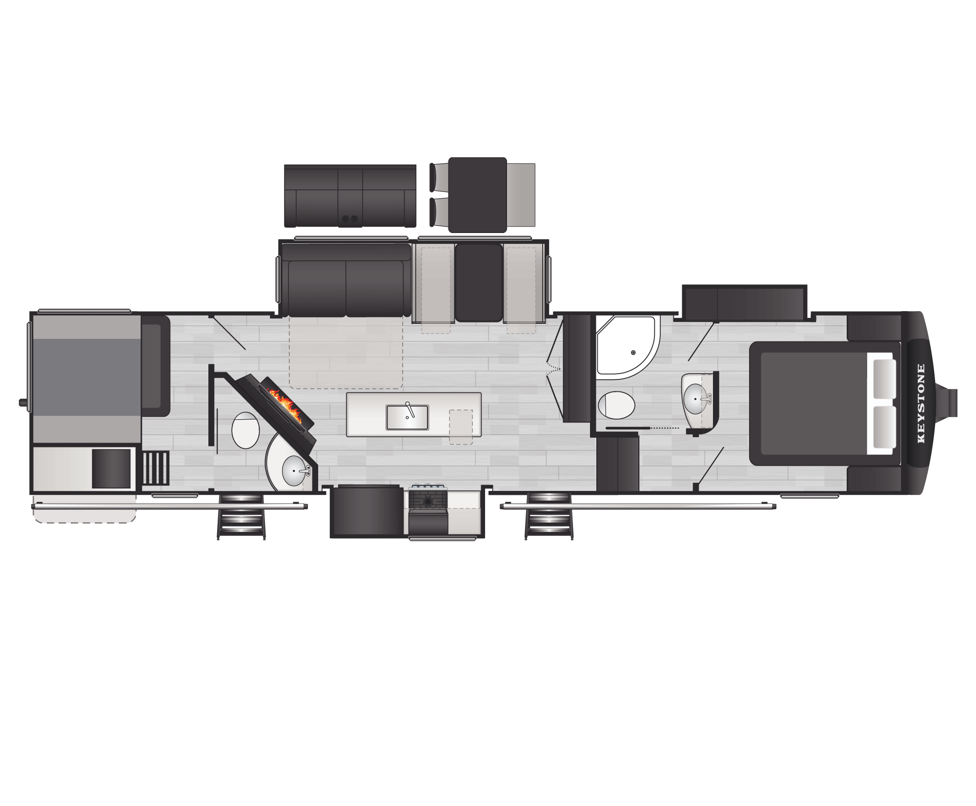 Floorplan of RV model 364BHL