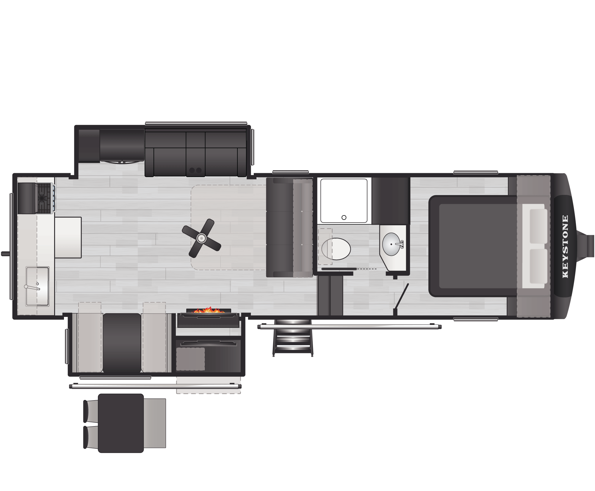 Floorplan of RV model 26RKE
