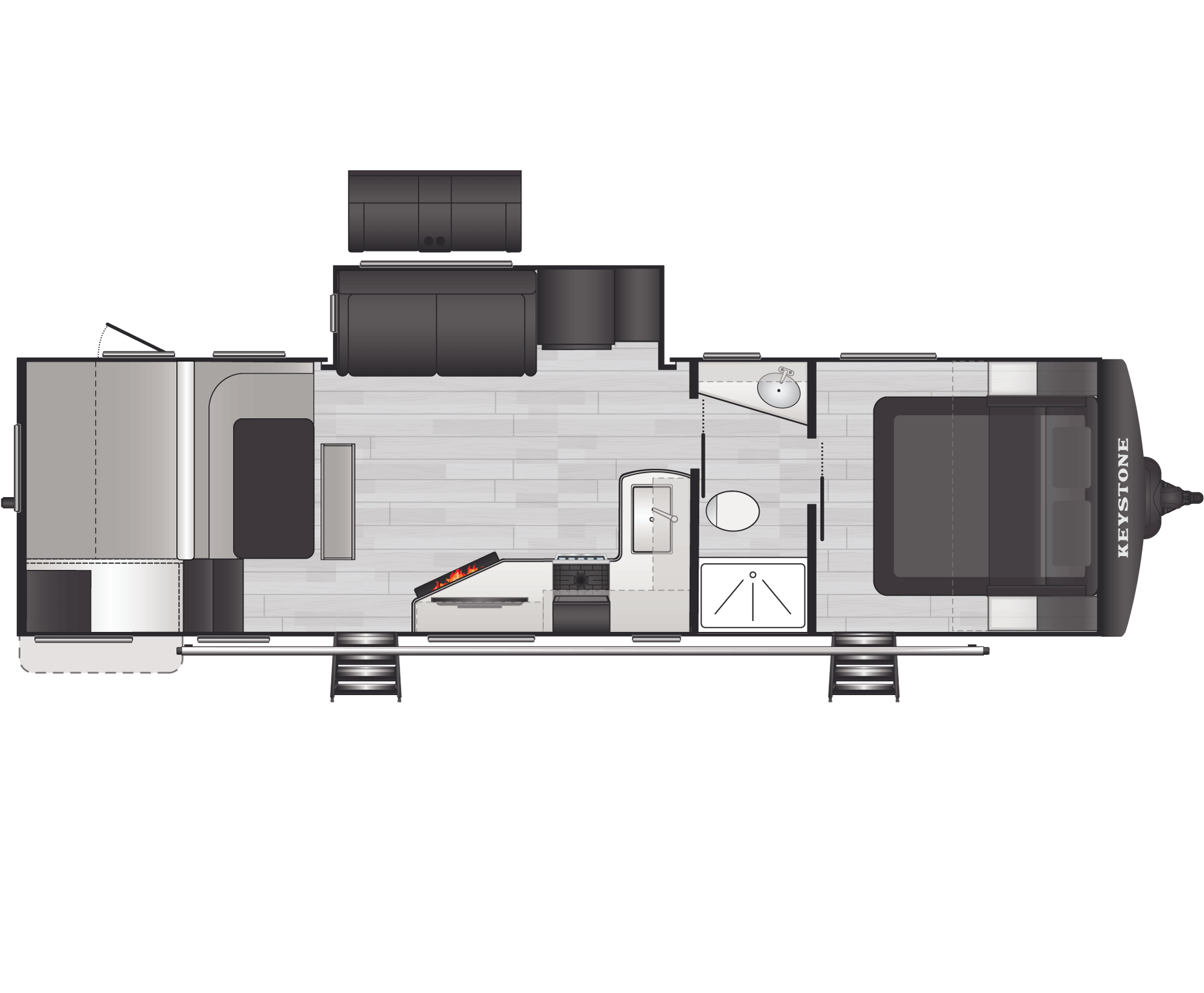 Floorplan of RV model 30BHWE