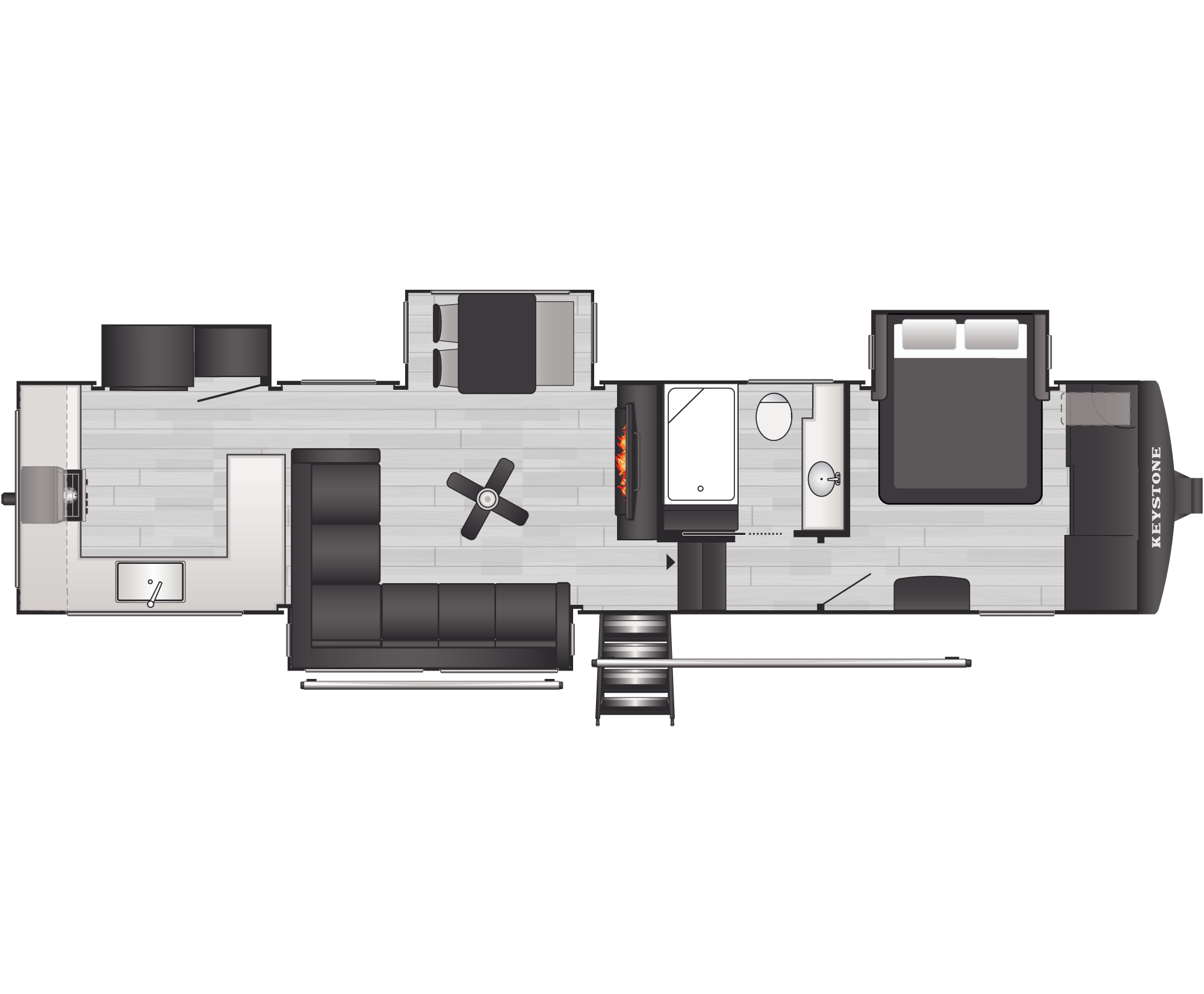 Floorplan of RV model 350LLK