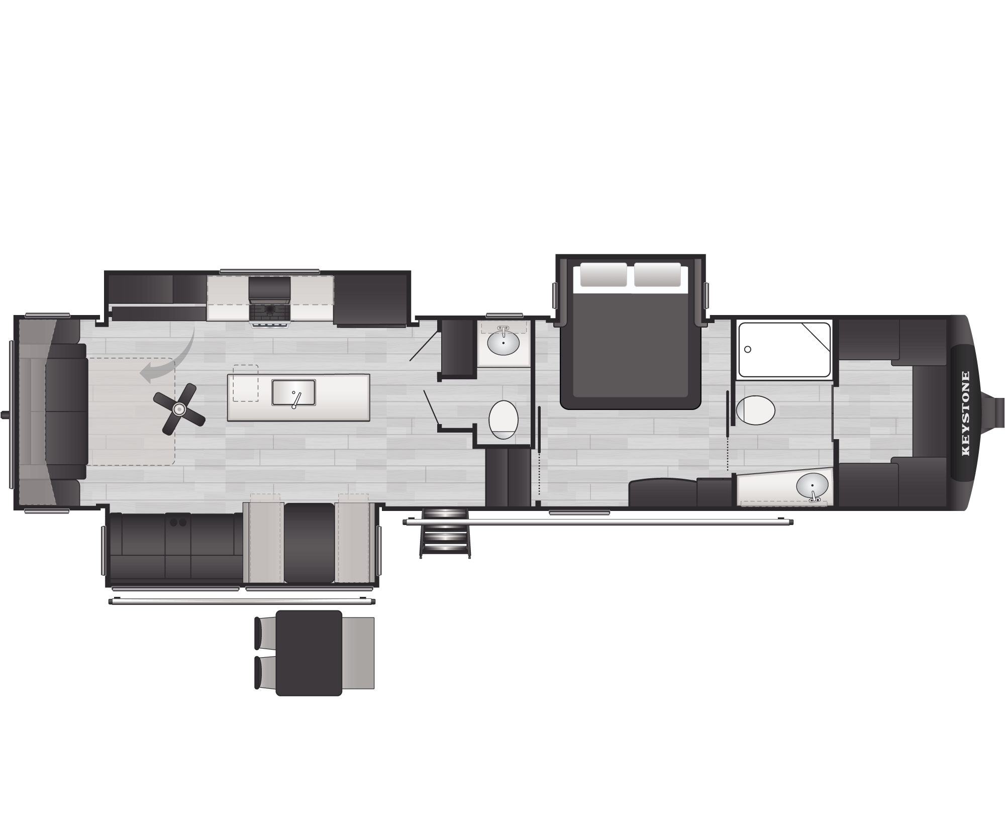 Floorplan of RV model 355FBS