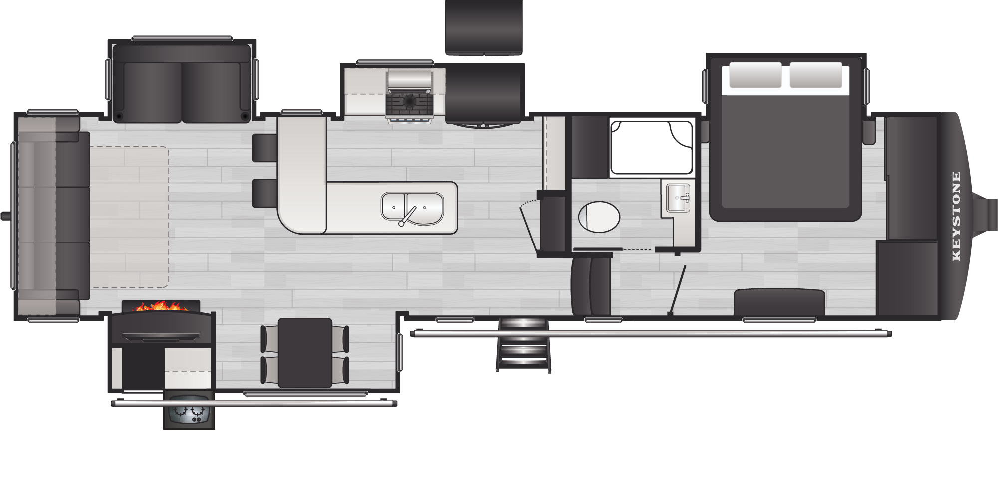 Floorplan of RV model 338GK