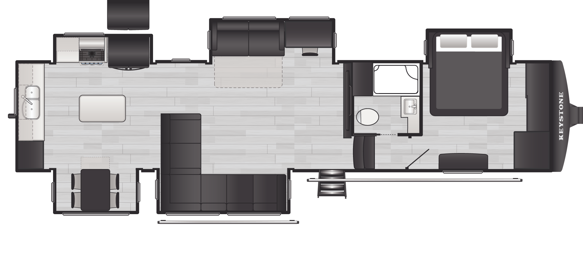 Floorplan of RV model 366LS