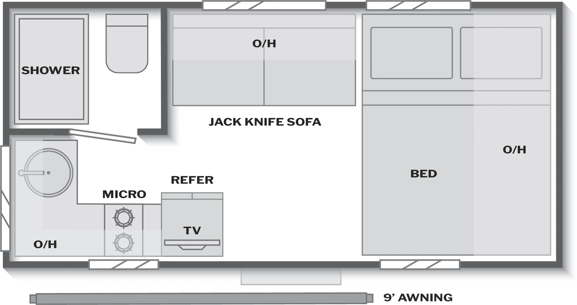 2026 Keystone Sprout 13RKS floor plan diagram — Rear Kitchen, sleeps 3