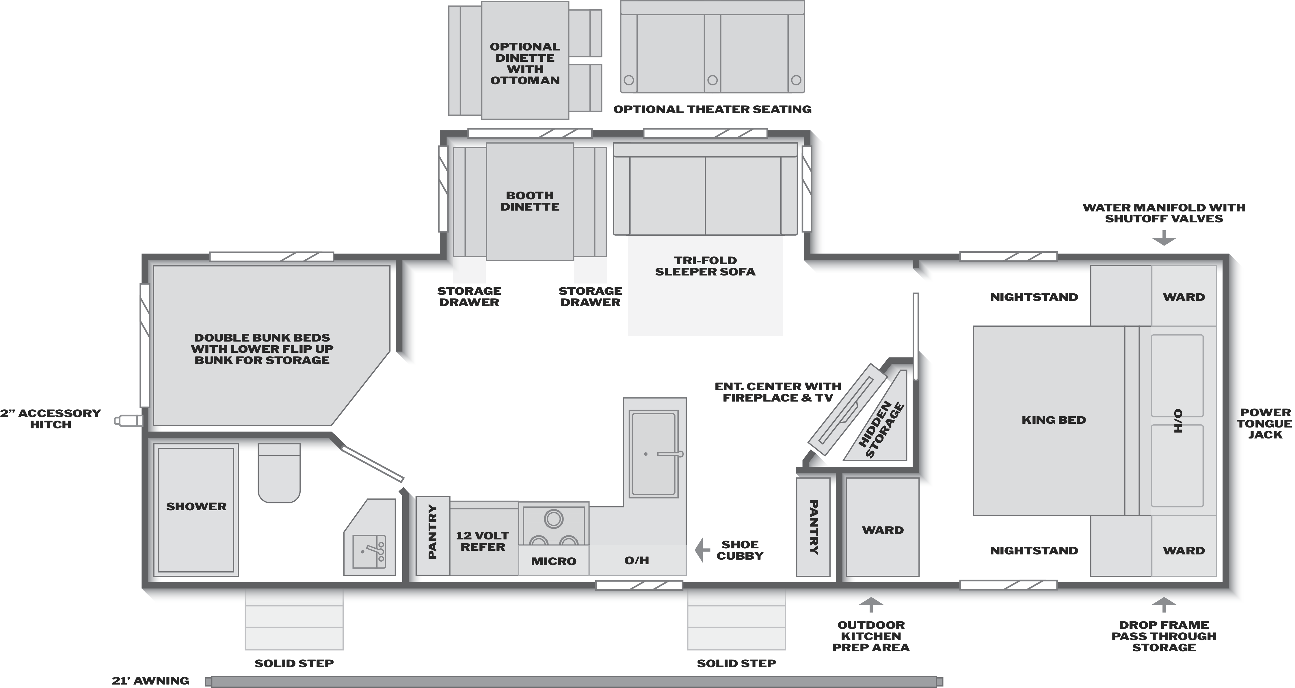 Floorplan of RV model 28BHS