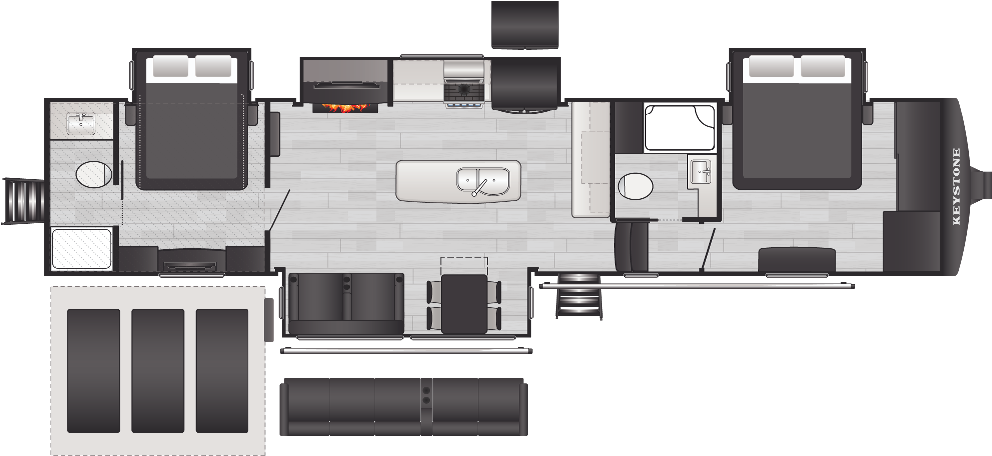 Floorplan of RV model 390DS