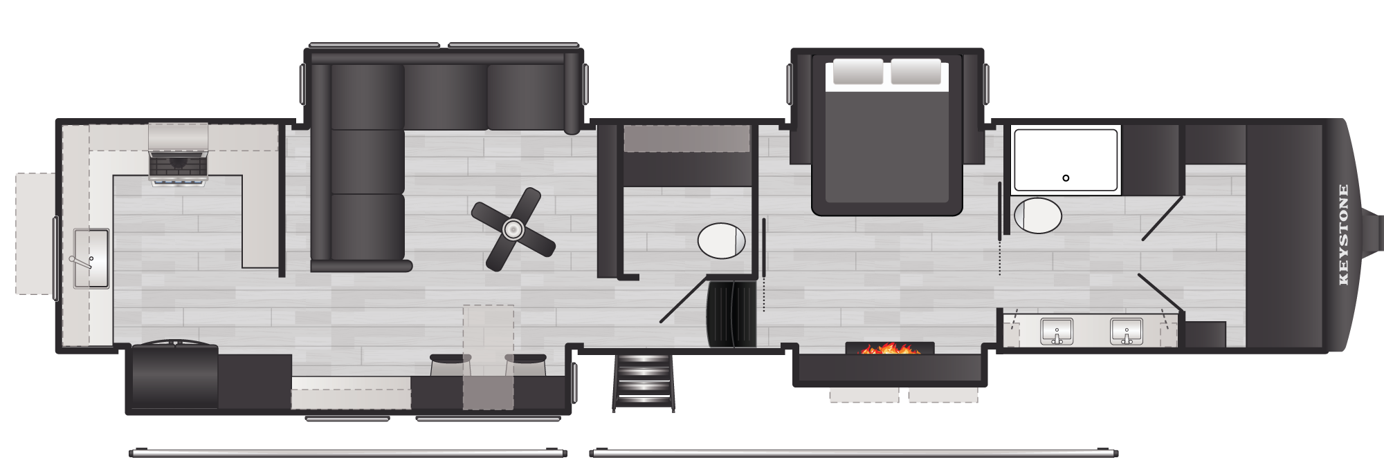 Floorplan of RV model 3900RK