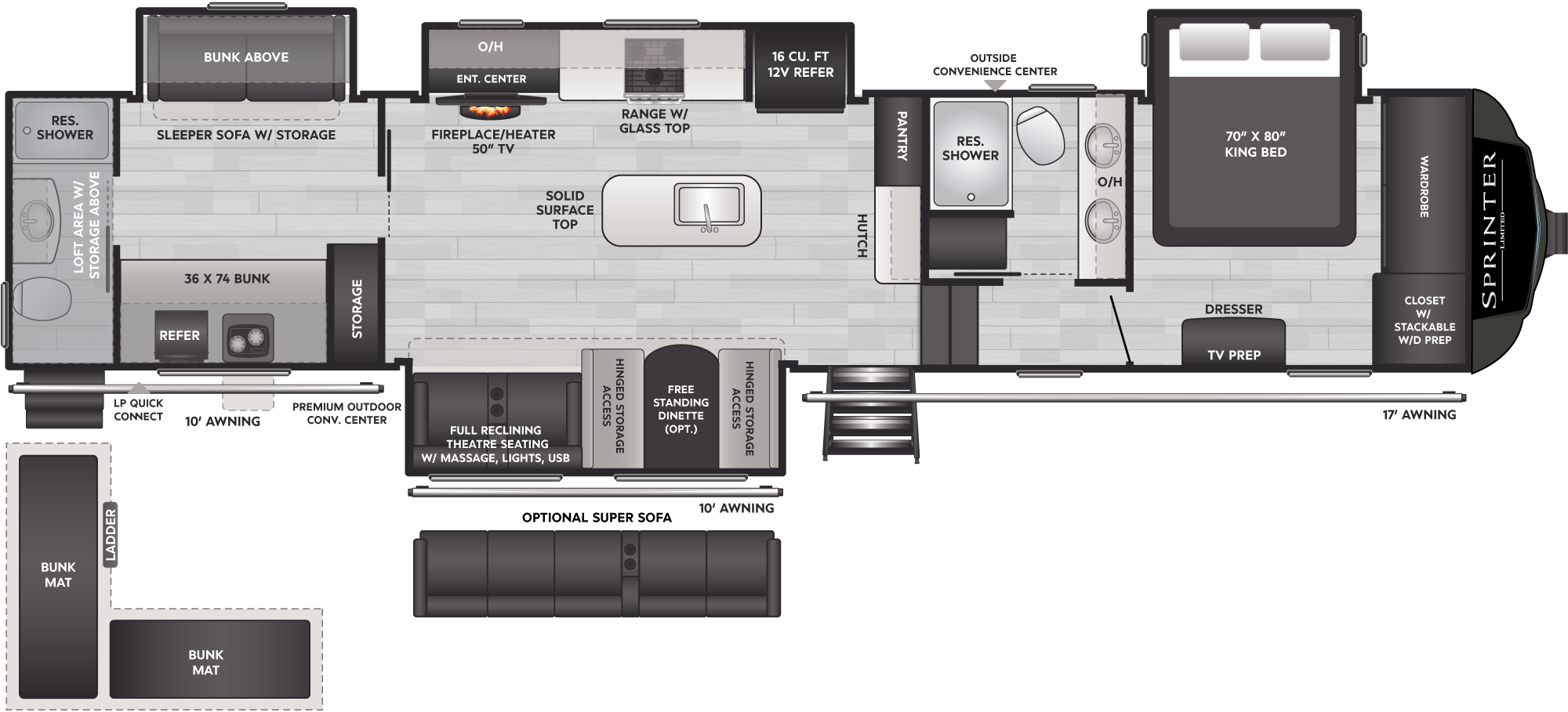 2024 Keystone Sprinter Limited 3900DBL floorplan diagram