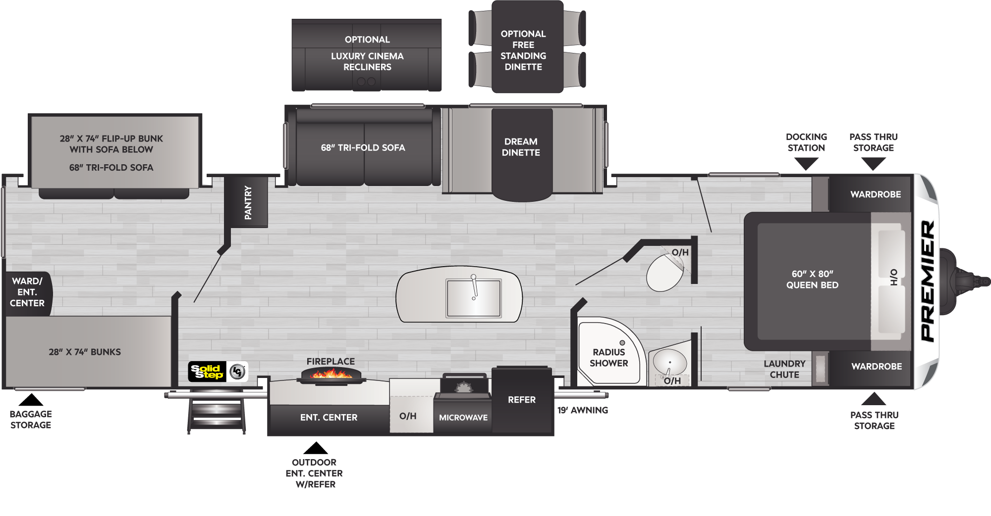 2023 Keystone Premier 34BIPR floorplan diagram