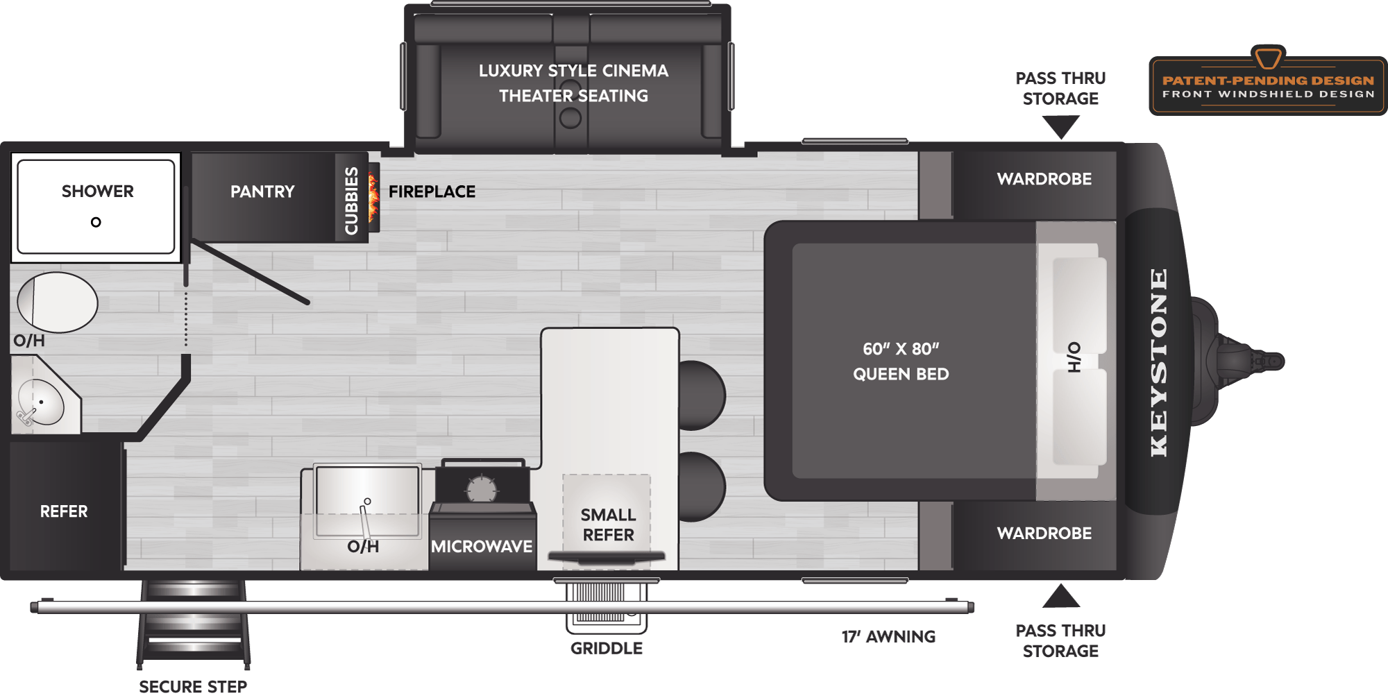 2027 Keystone Bullet Crossfire 208MKS floor plan diagram — Travel Trailer, sleeps 4