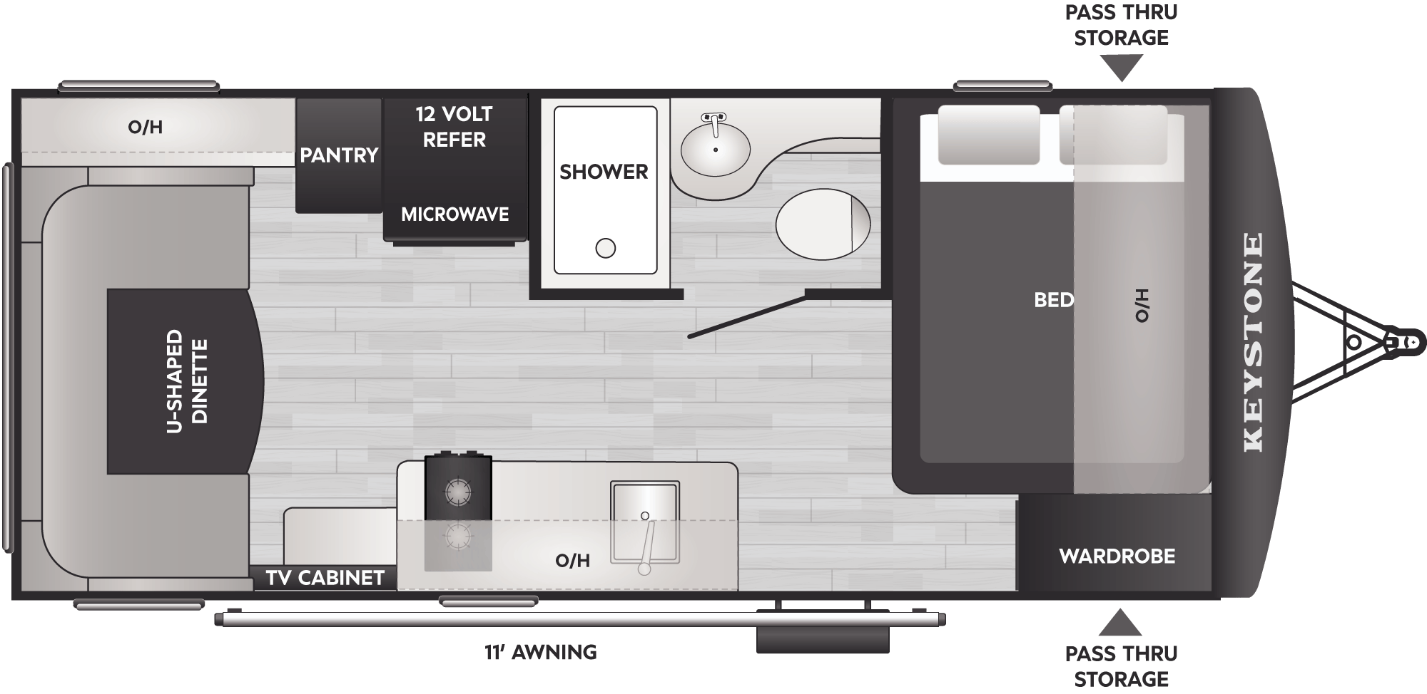 2027 Keystone Passport Classic Travel Trailers 190RDC floor plan diagram — Travel Trailer, sleeps 4
