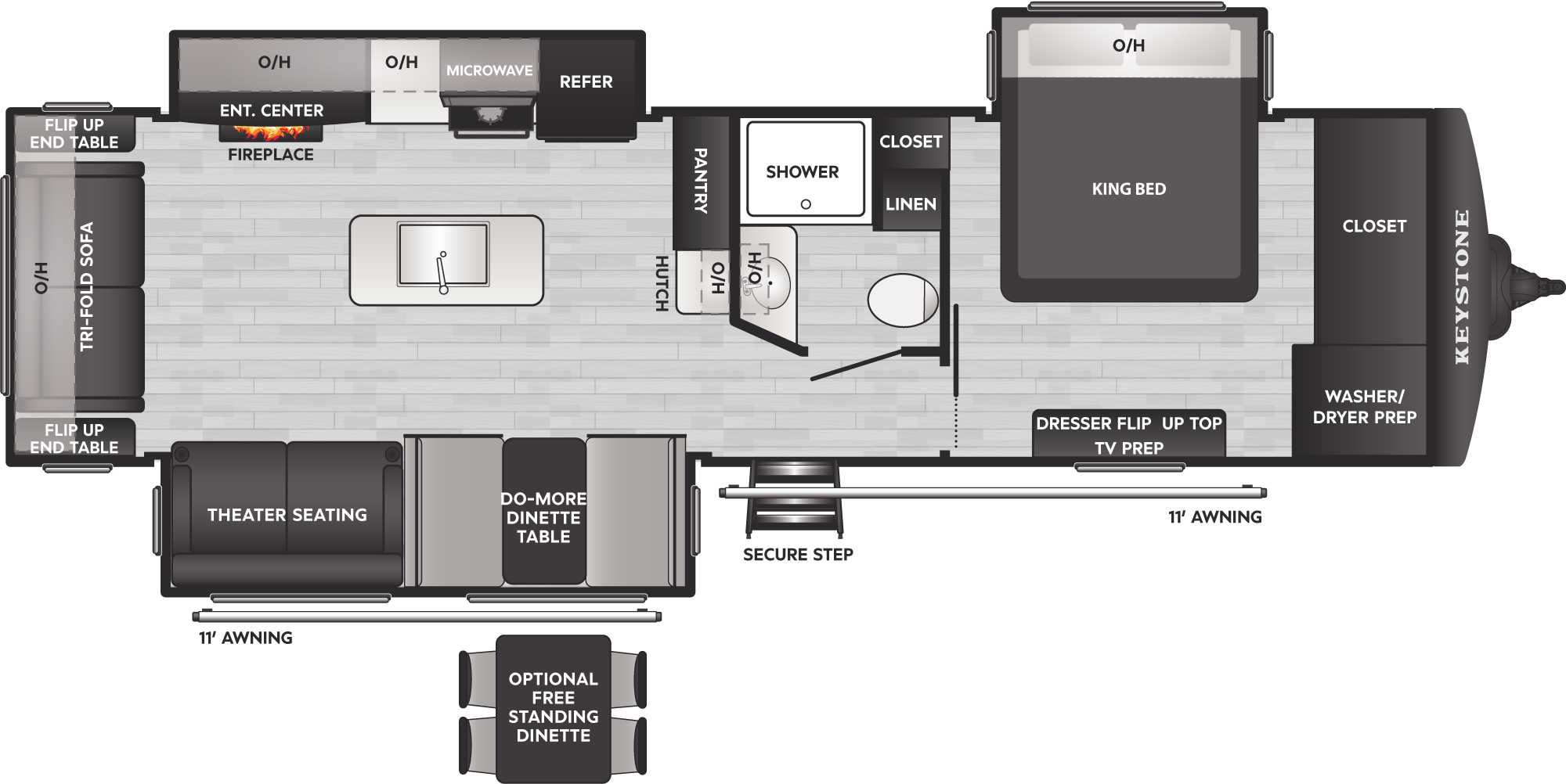 2027 Keystone Passport Sl 3100RE floorplan diagram