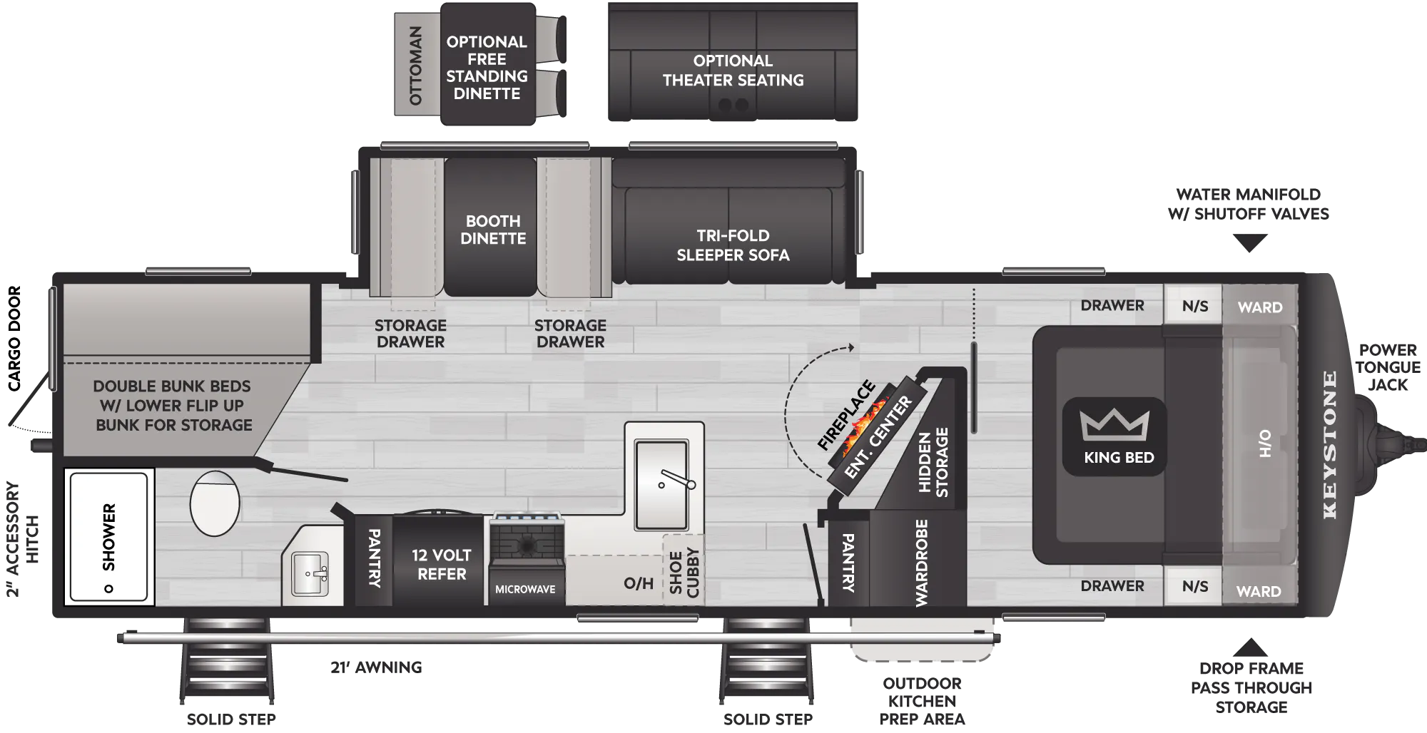 Cougar Half-Ton Luxury Travel Trailers - Model 28BHS Floorplan - Keystone RV