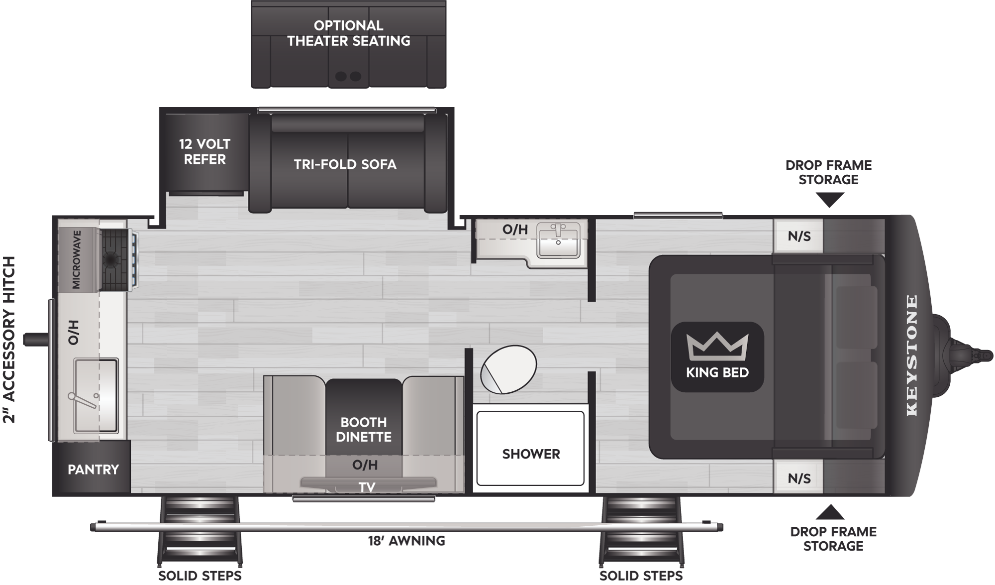 2027 Keystone Cougar Western Elevation 22RKWE floorplan diagram