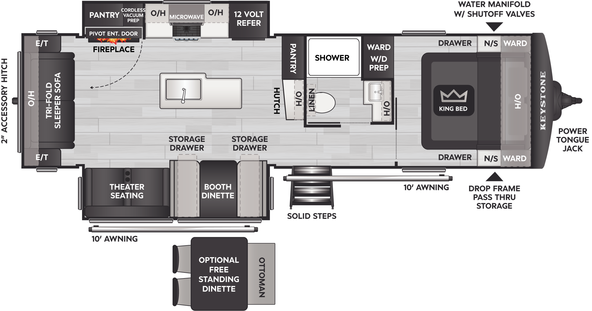 2027 Keystone Cougar Western Elevation 29RLWE floorplan diagram
