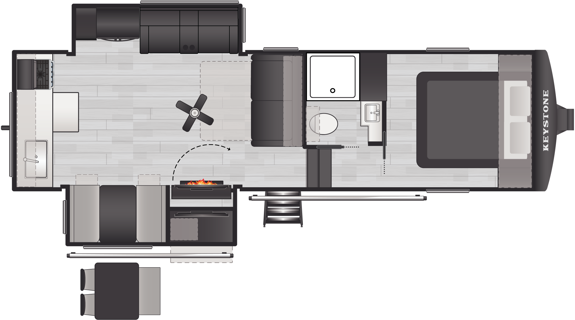 Floorplan of RV model 26RKE