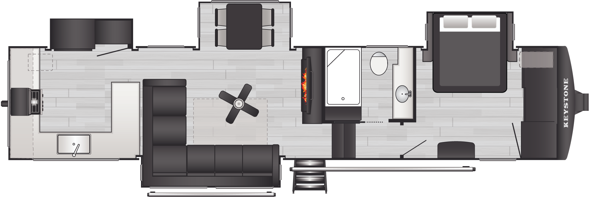 Floorplan of RV model 350LLK