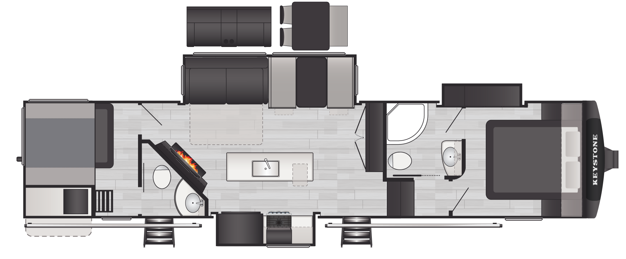 Floorplan of RV model 364BHL