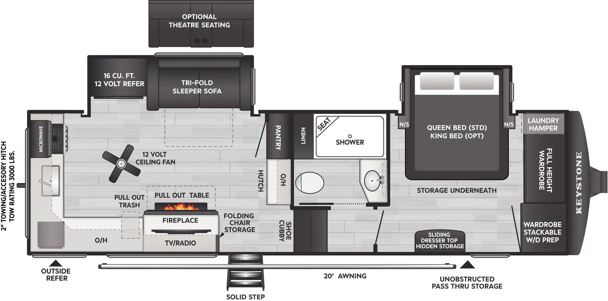 2027 Keystone Cougar 260MLE floor plan diagram — Rear Kitchen, sleeps 4