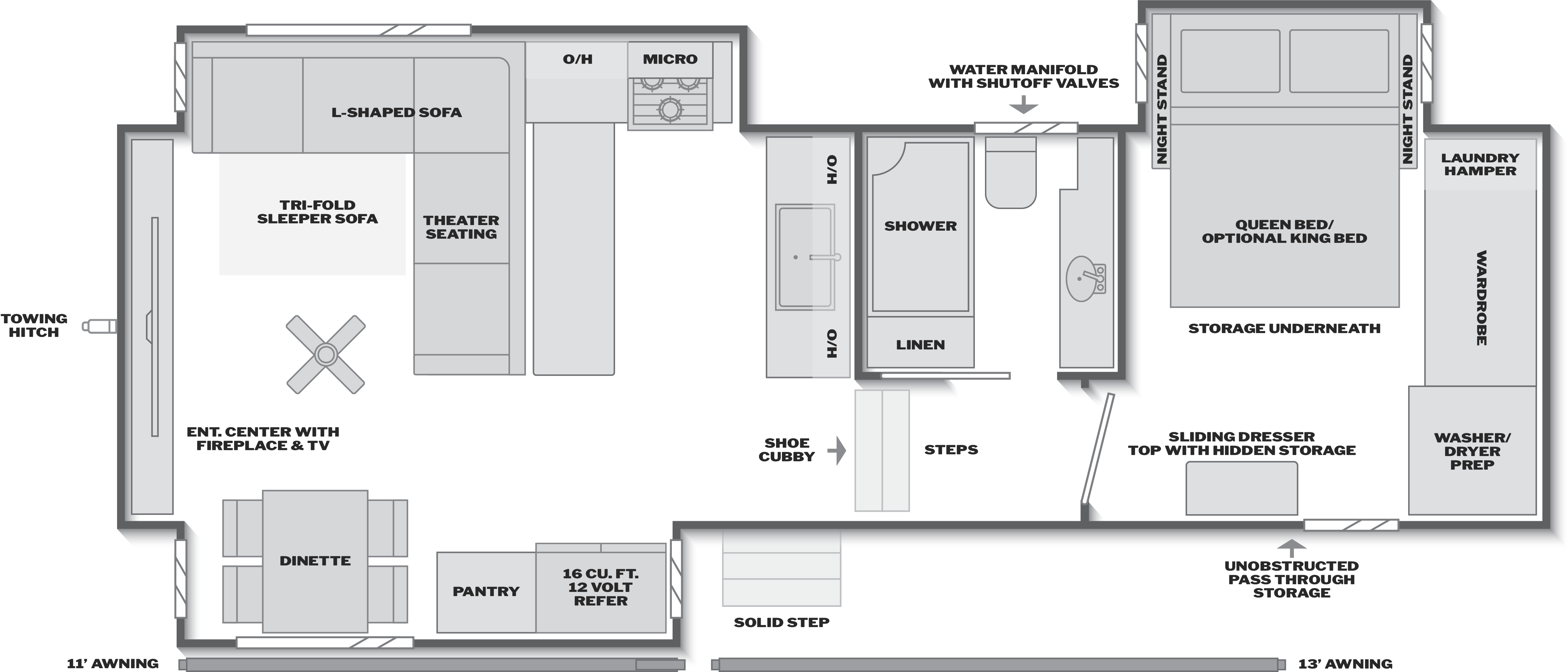 Floorplan of RV model 295RDS