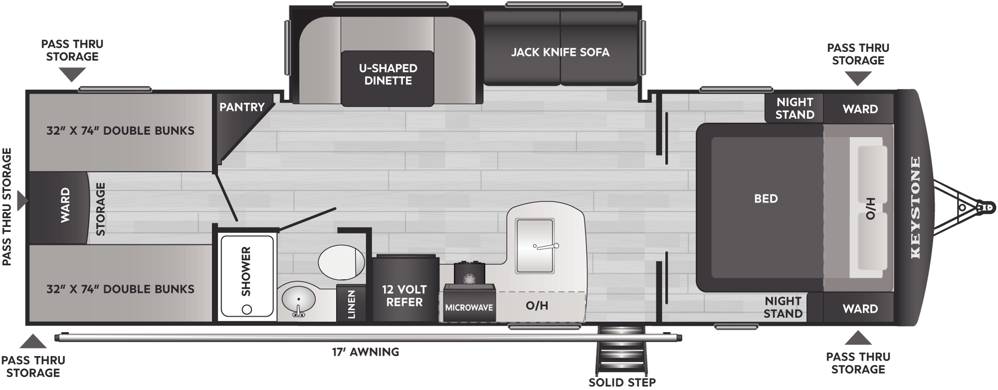 2027 Keystone Passport Classic Travel Trailers 284QBCWE floor plan diagram — Bunk House, sleeps 10
