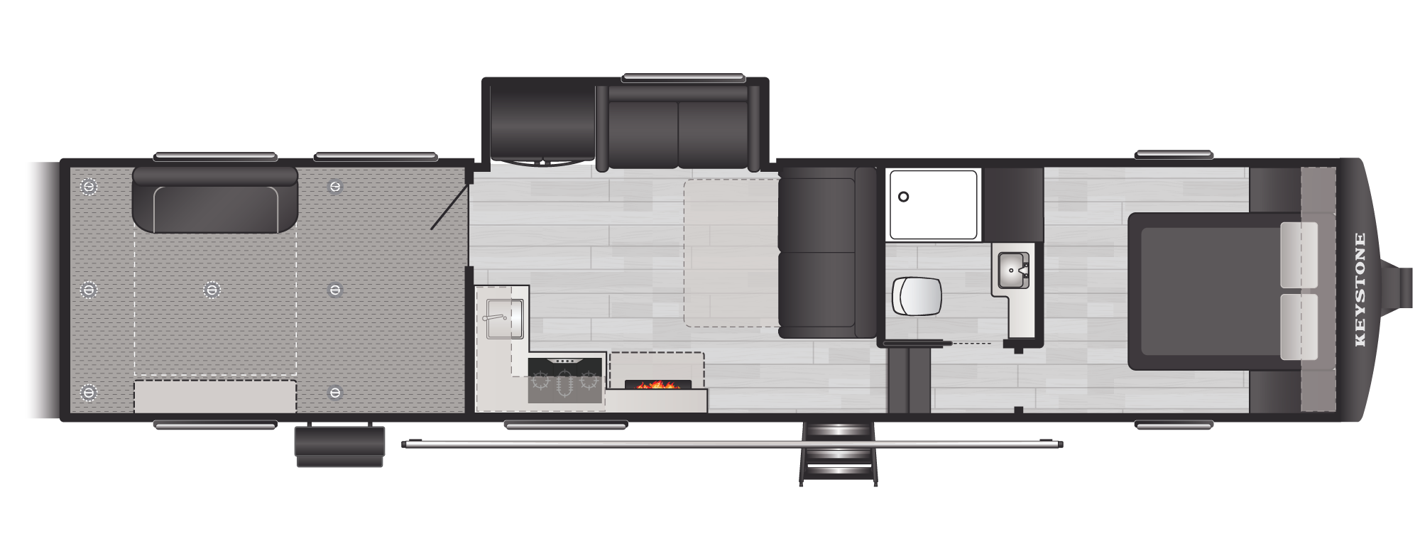 Floorplan of RV model 361LT