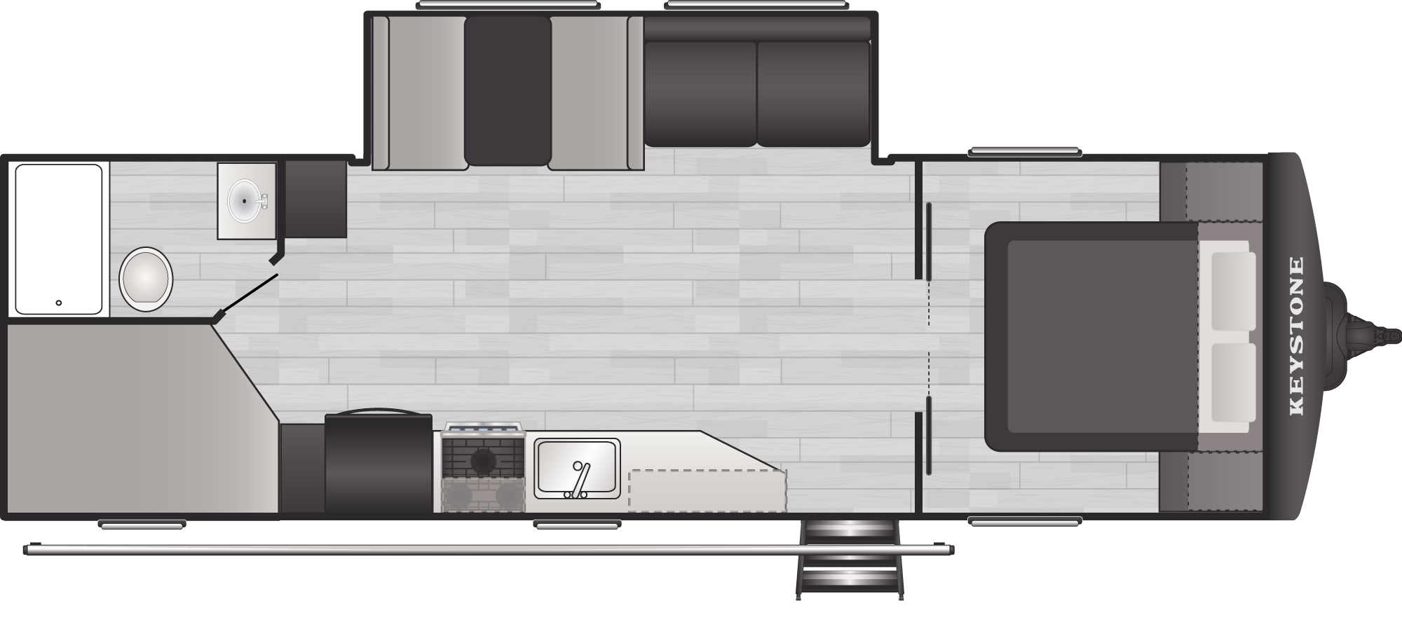 Floorplan of RV model 2620BHSWE