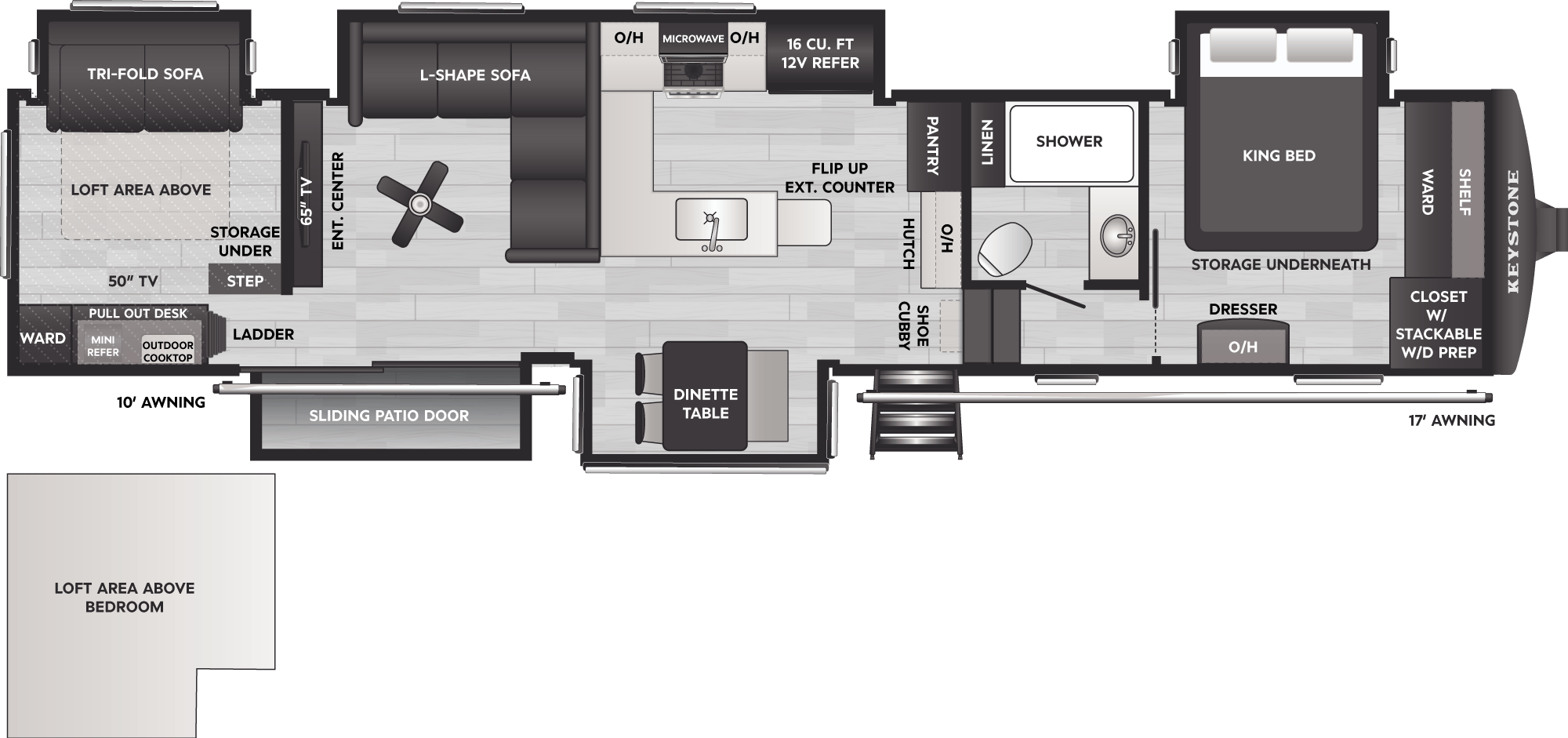 2027 Keystone Sprinter 3950SSP floor plan diagram — Bunk House, sleeps 8