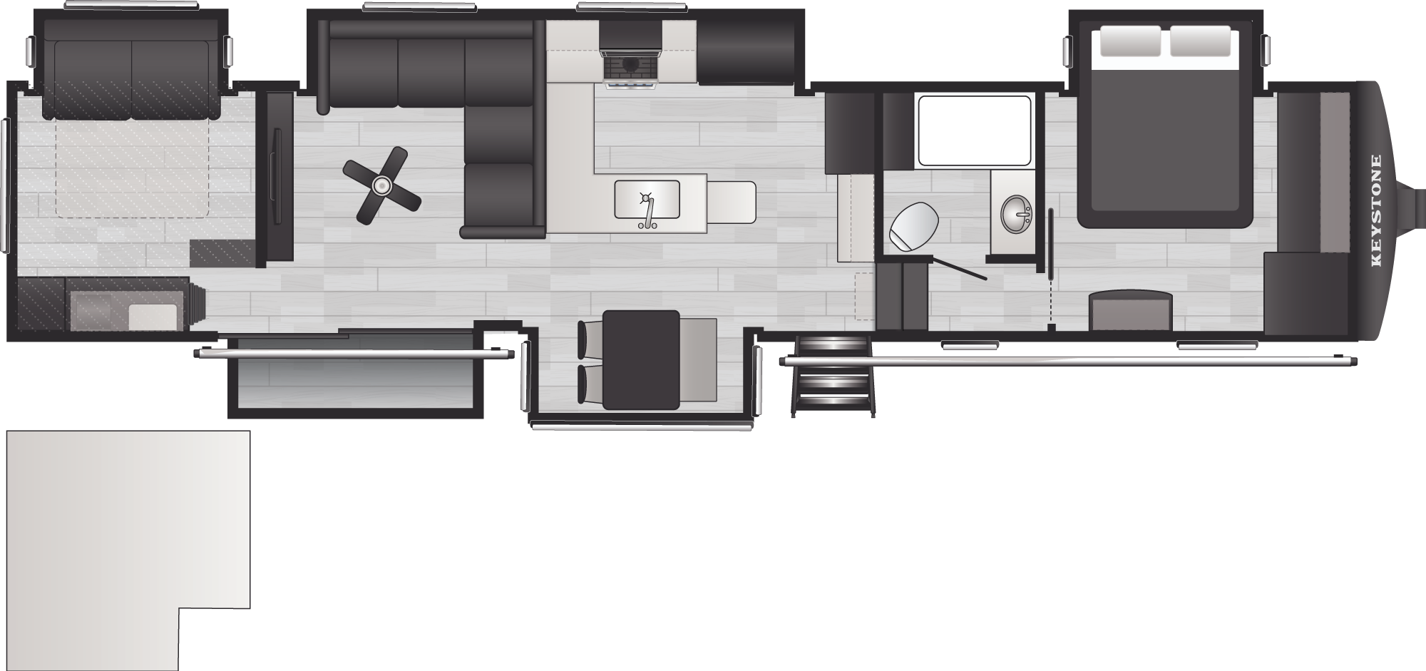 Floorplan of RV model 3950SSP
