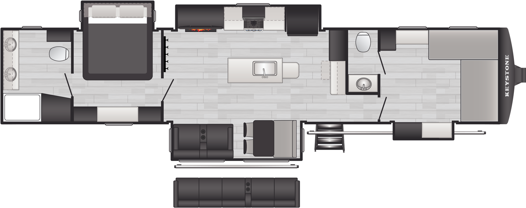 Floorplan of RV model 3980FBS