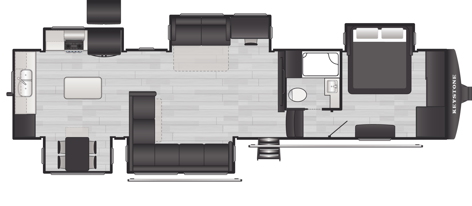 Floorplan of RV model 366LS