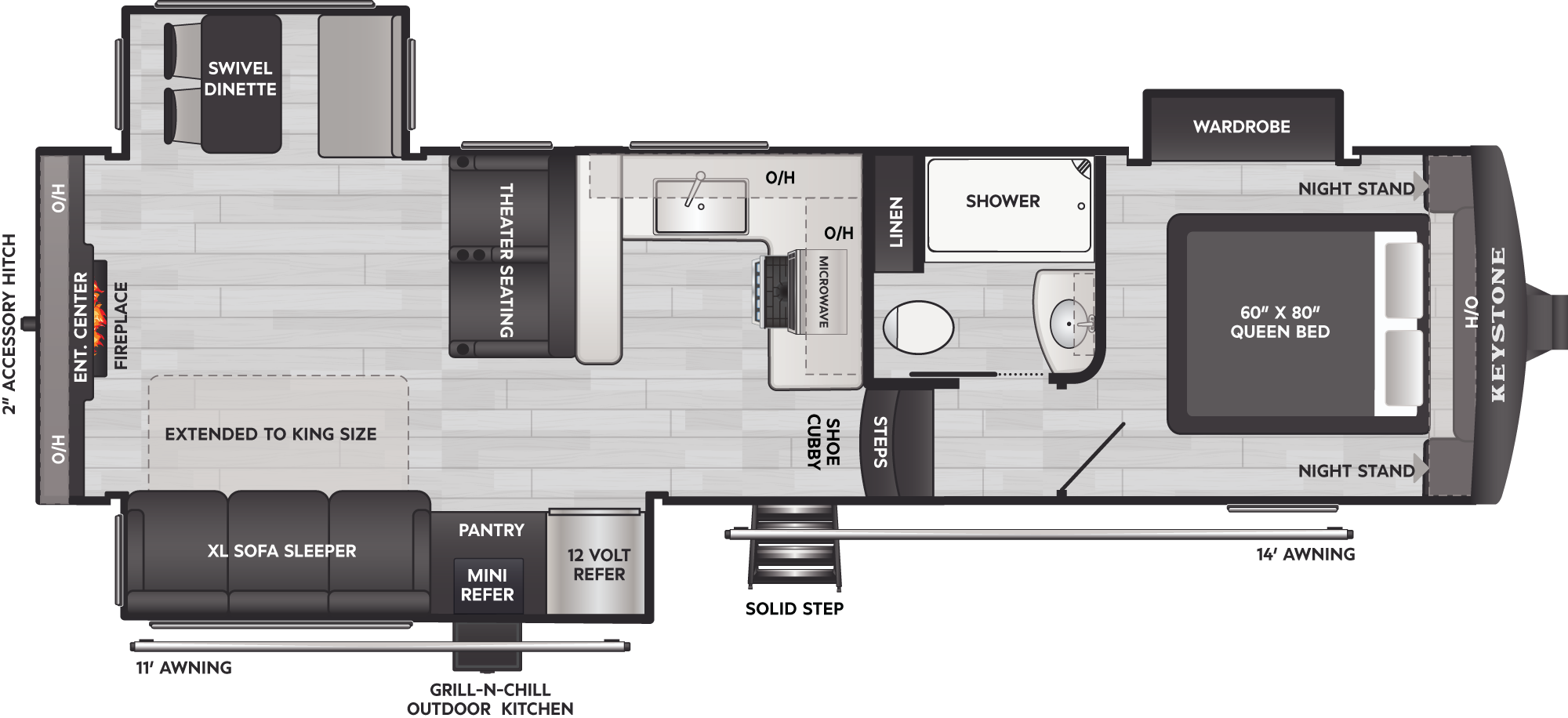 2027 Keystone Arcadia Super Lite 294SLRD floorplan diagram