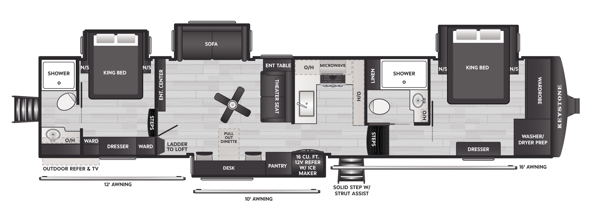 2027 Keystone Montana High Country 391TB floor plan diagram — Bunk House, sleeps 9