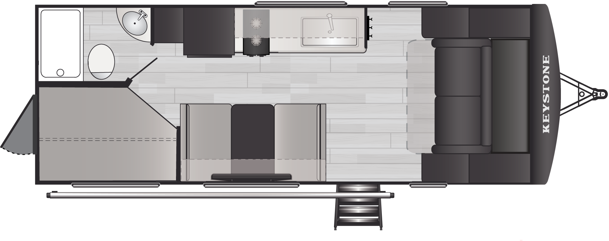 Floorplan of RV model 214BHCWE