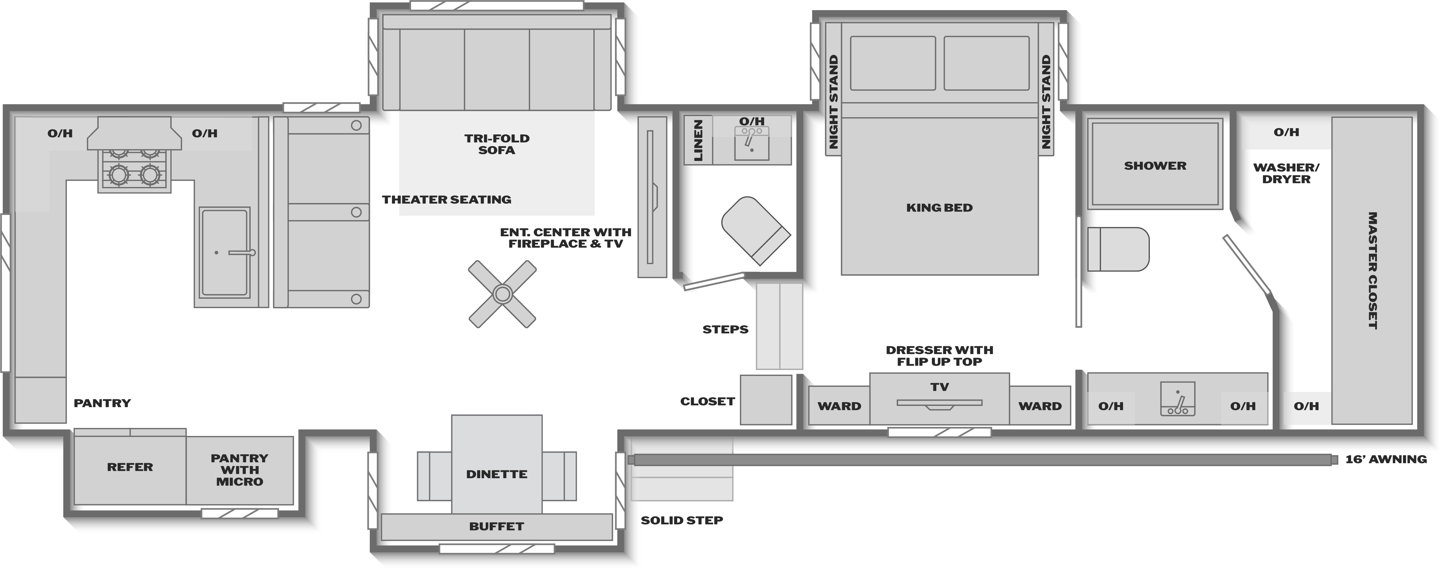 Floorplan of RV model 401LK