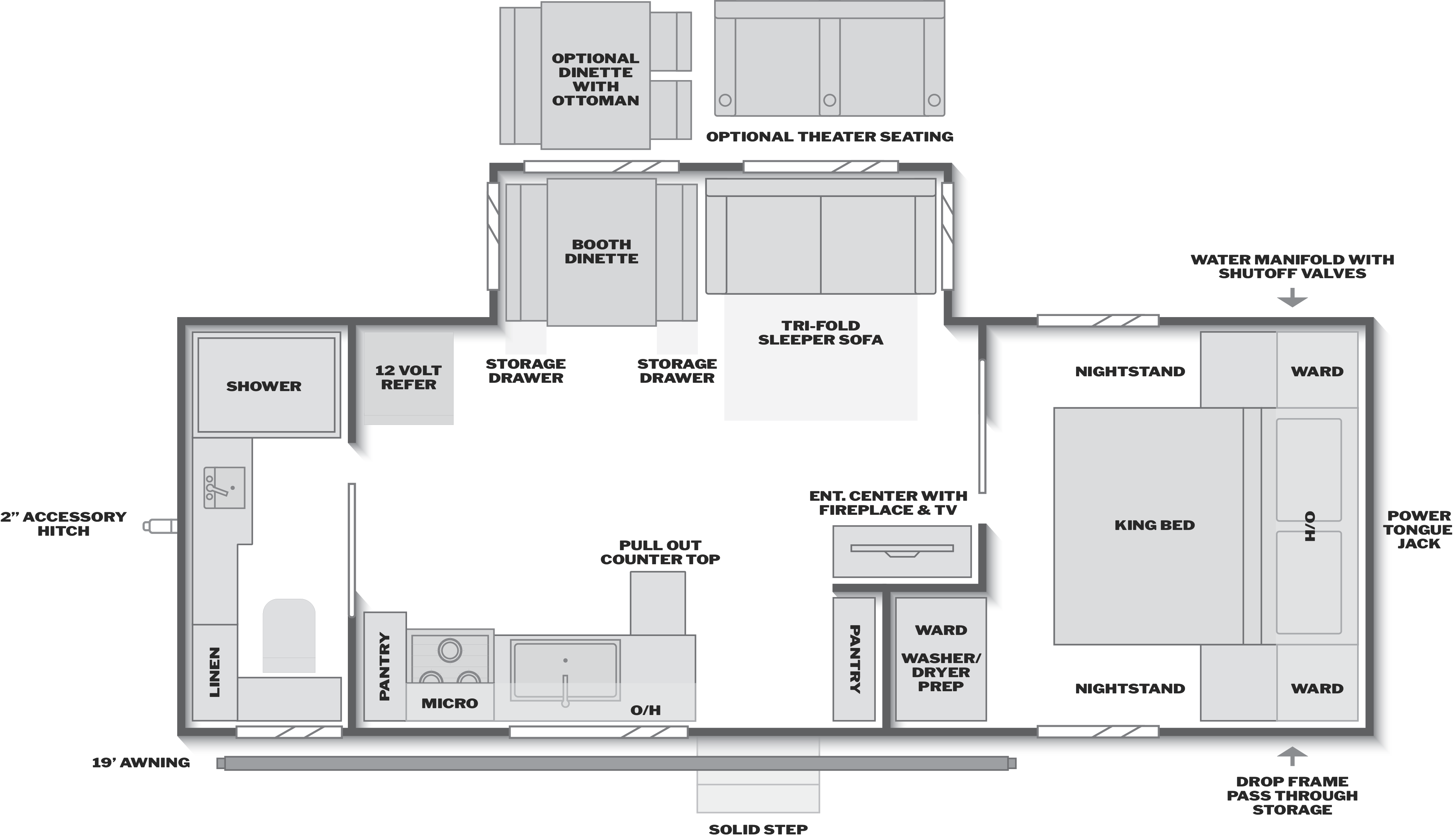 Floorplan of RV model 26LBWE