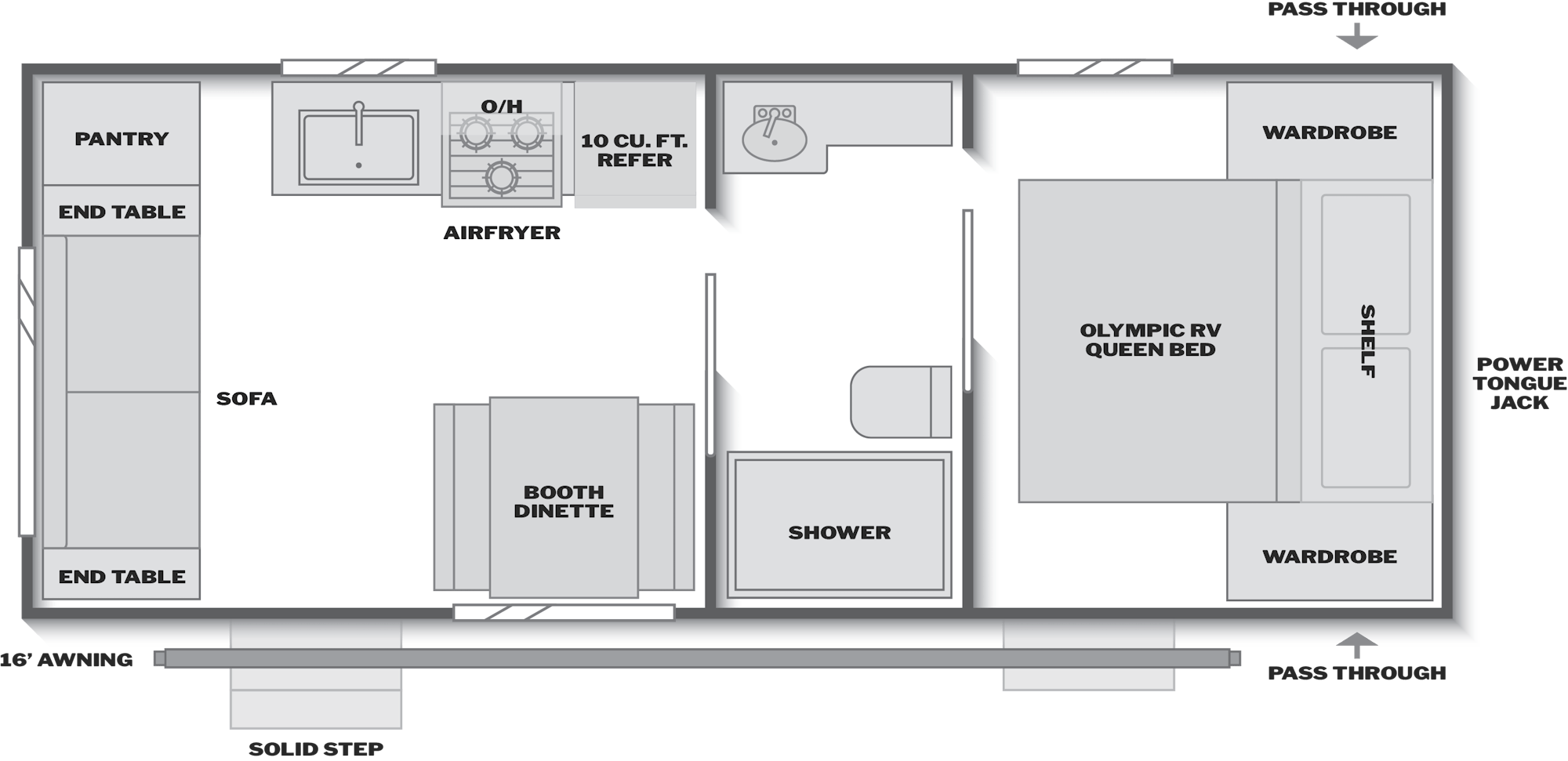 2026 Keystone Springdale 2100RL floor plan diagram — Rear Living, sleeps 4