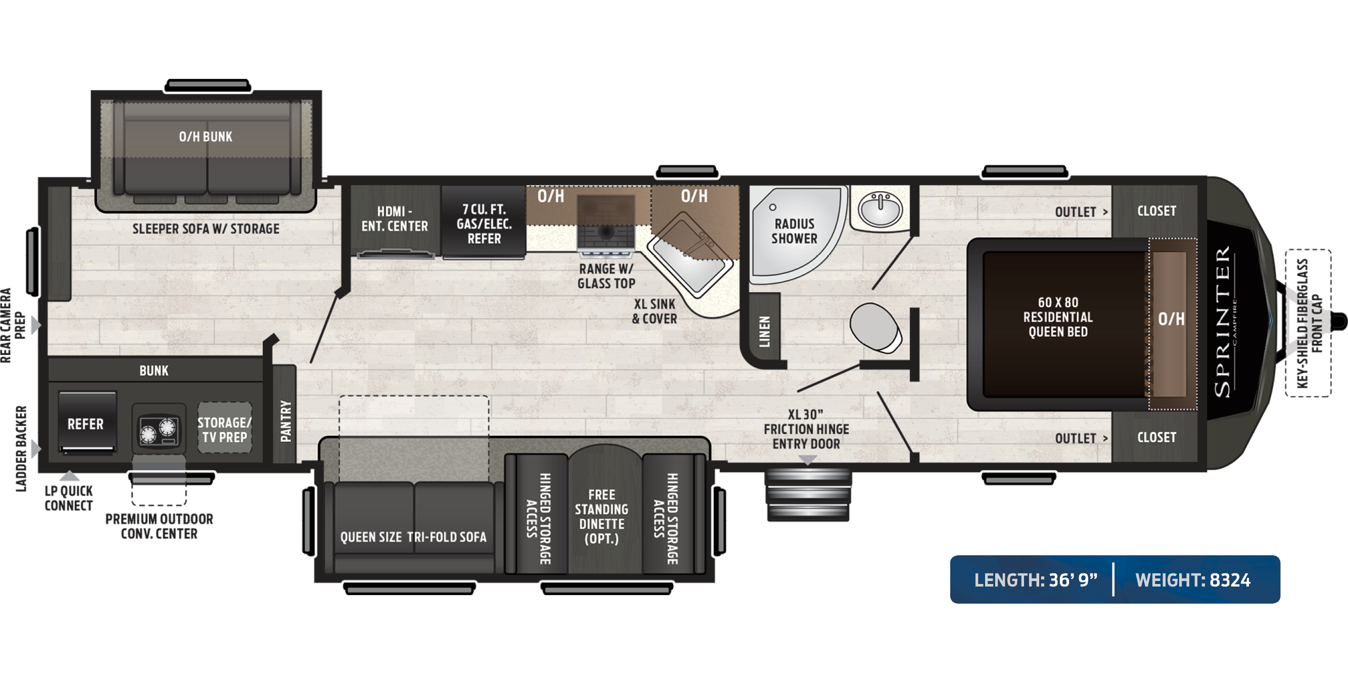 Sprinter Campfire 33BH floorplan