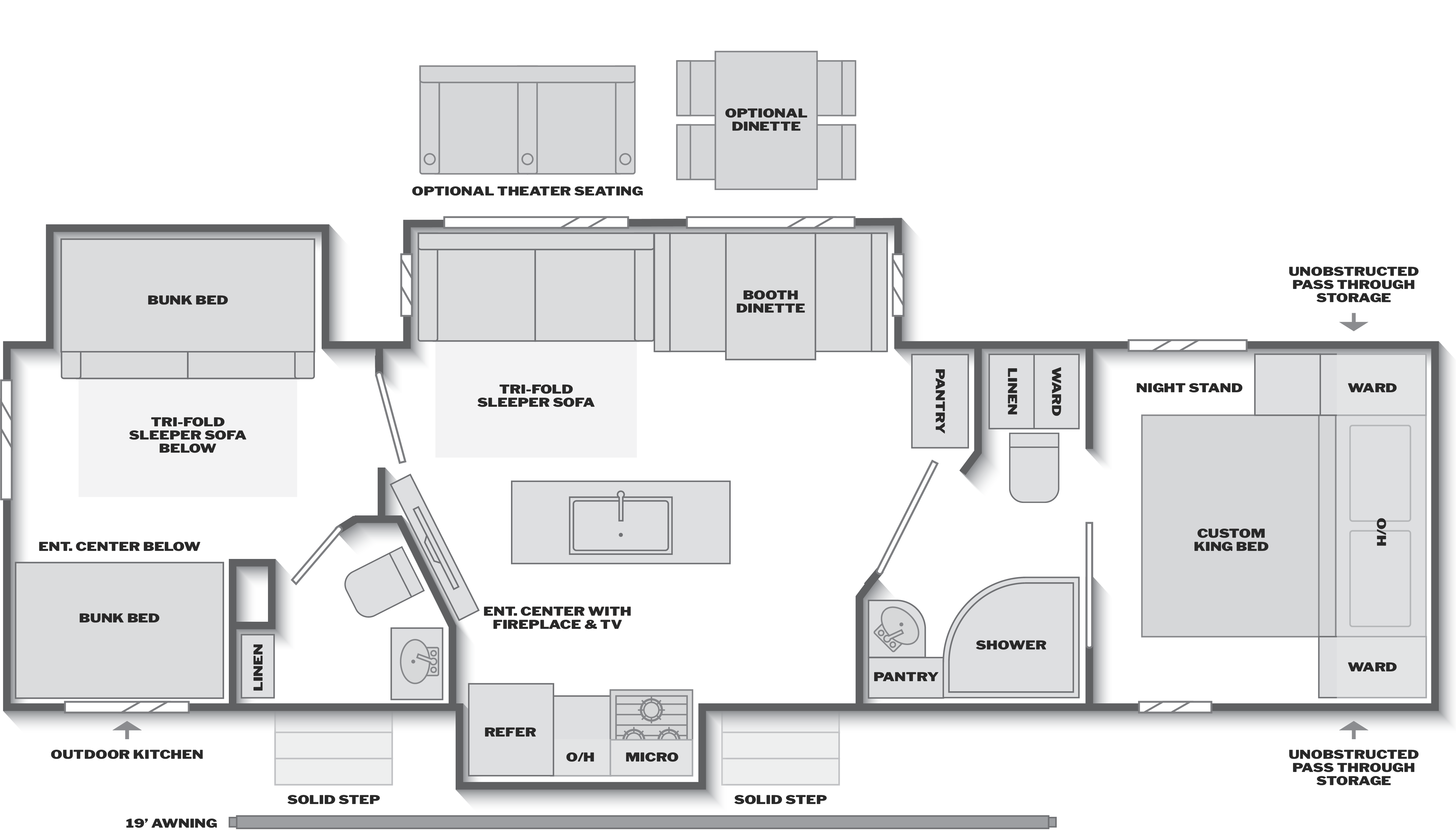 Floorplan of RV model 330BKQ