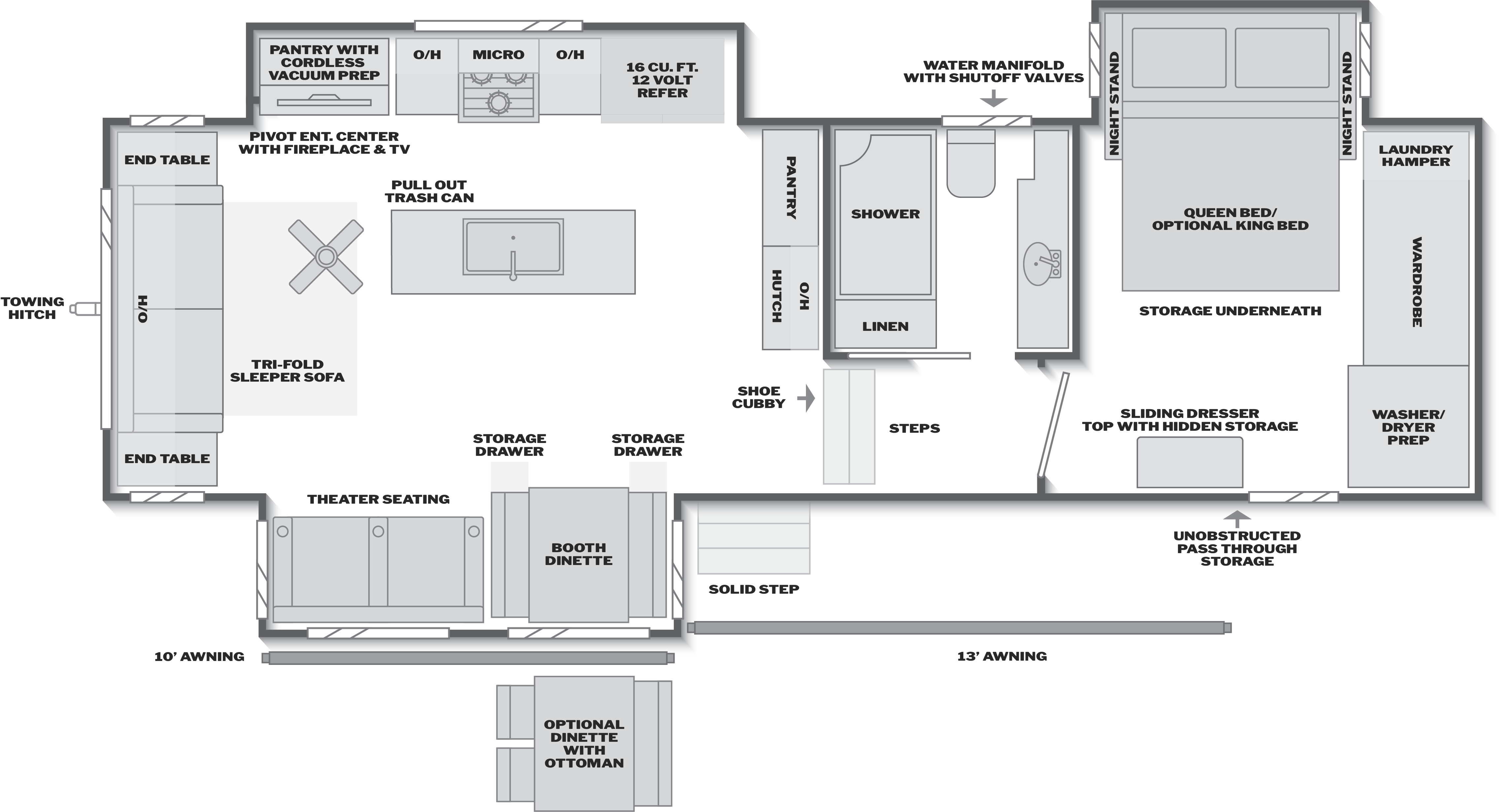 Floorplan of RV model 316RLS
