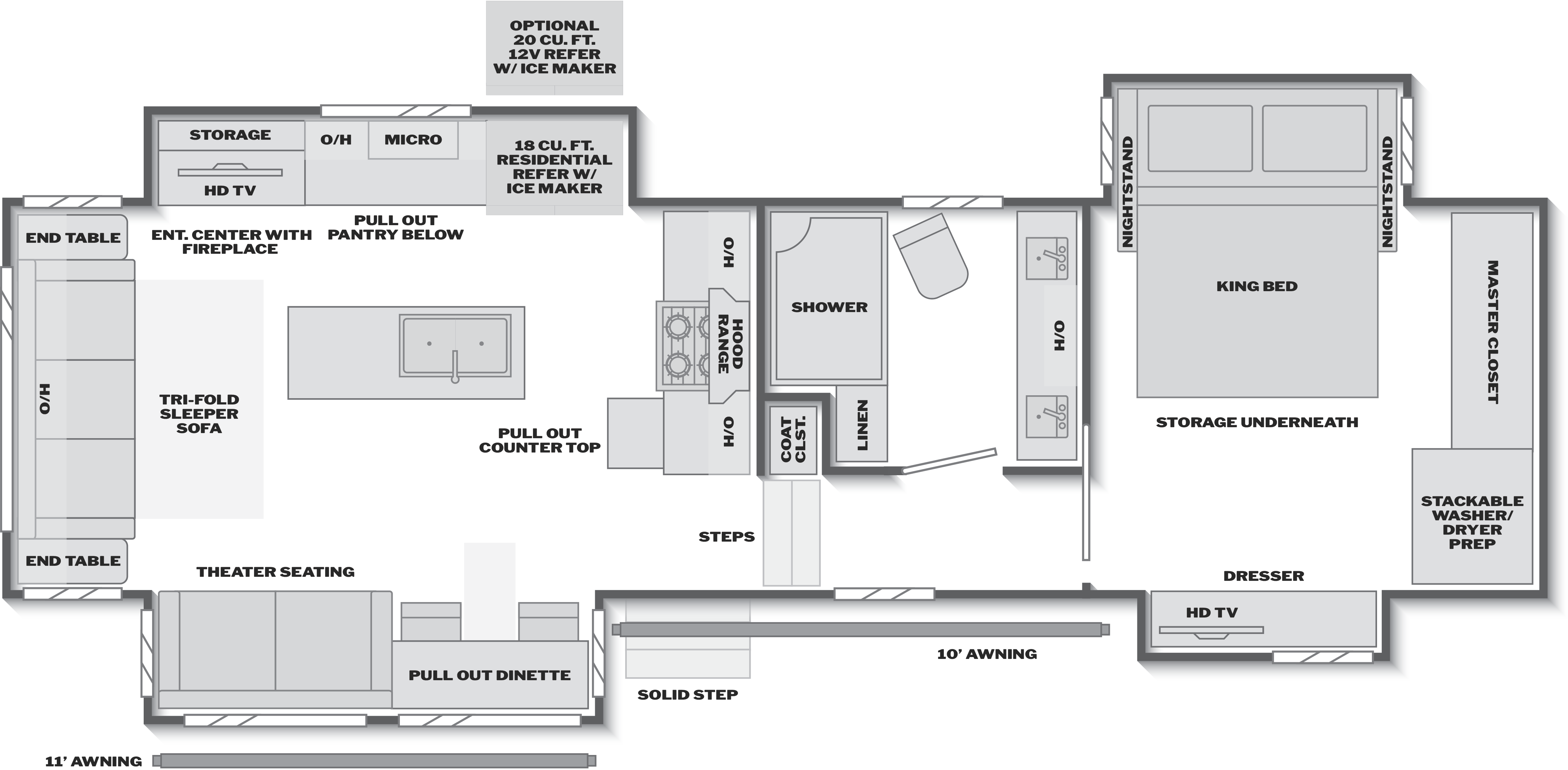 Floorplan of RV model 3303CK