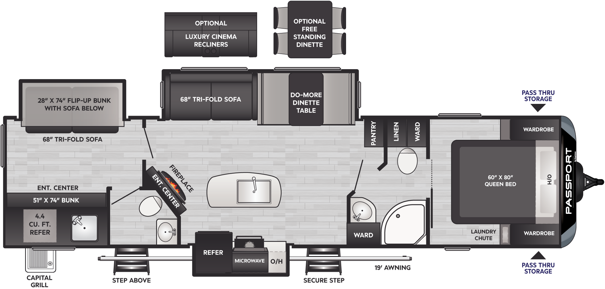 2024 Keystone Passport Gt 3300BK floorplan diagram