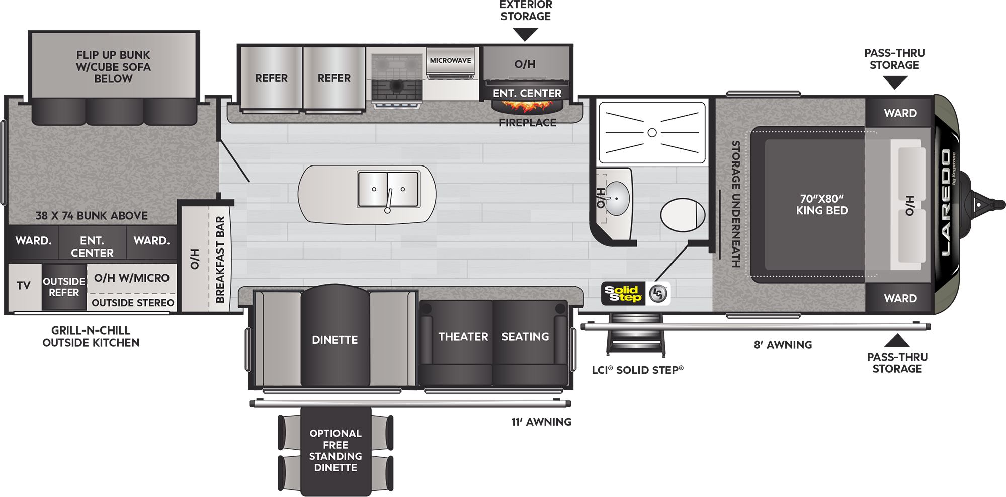2021 Keystone Laredo 332BH floorplan diagram