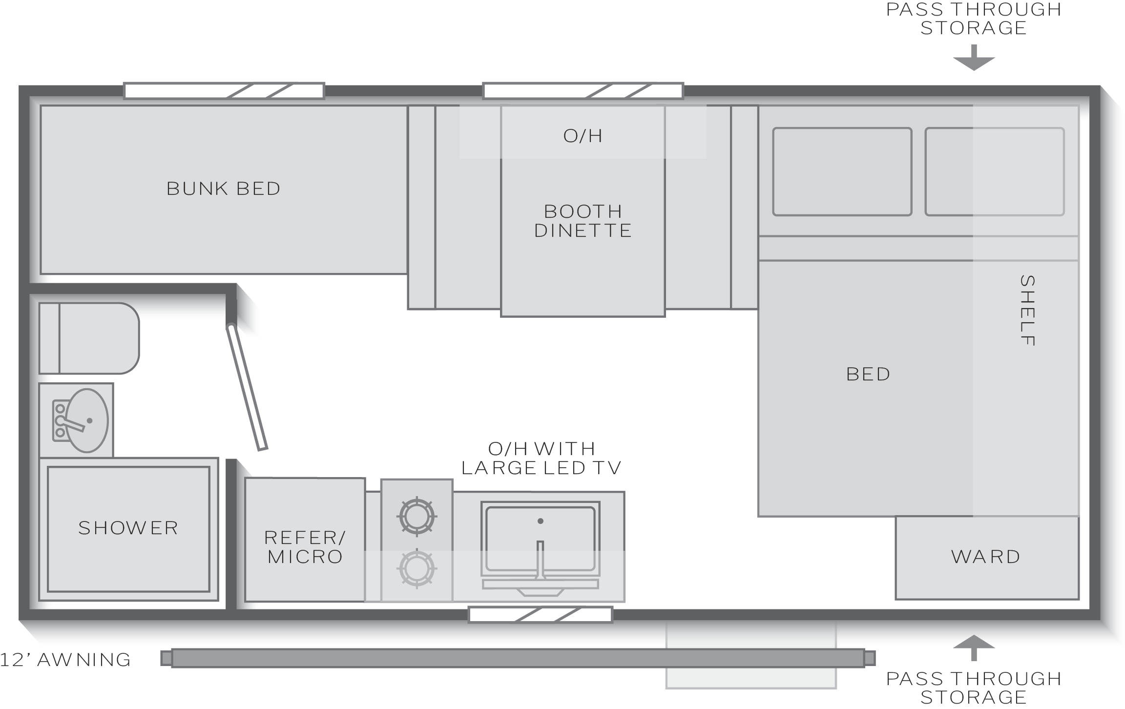 Floorplan of RV model 16BHC
