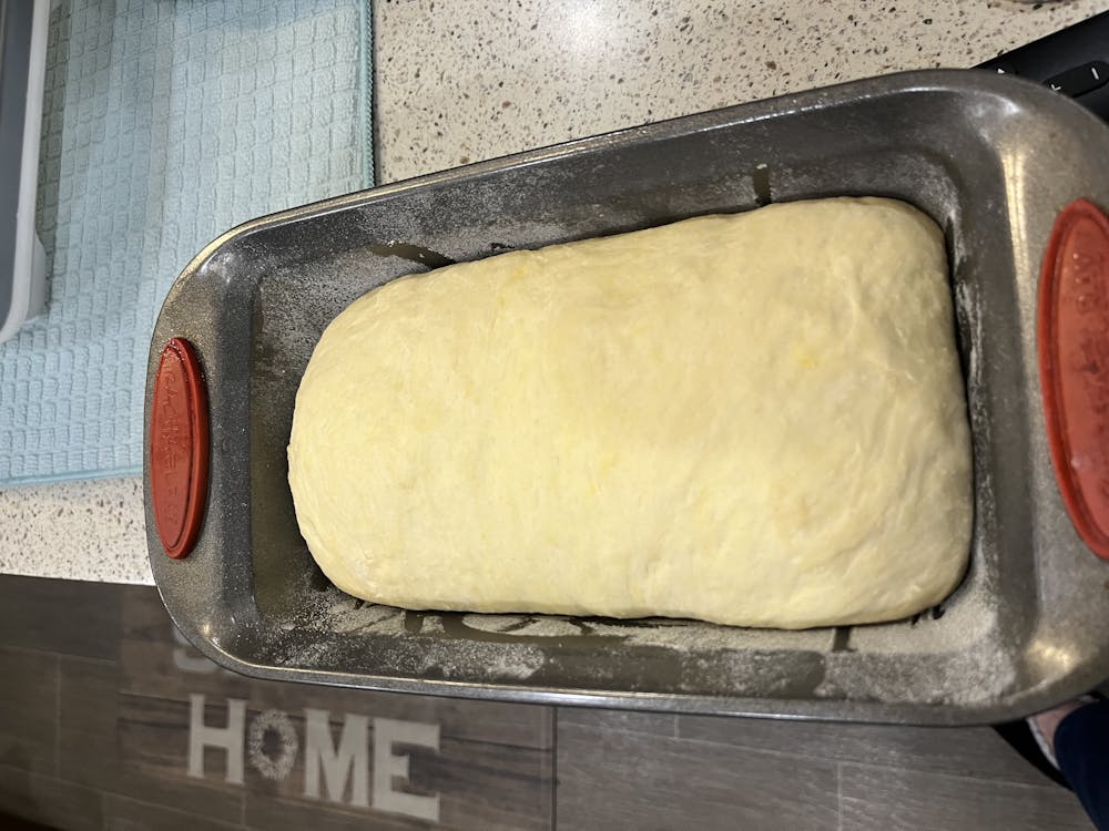 Bread dough rising in Alpine kitchen